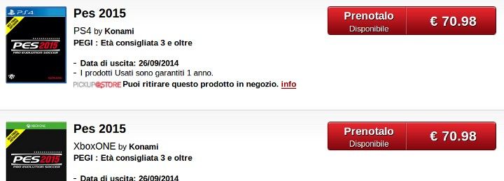 Pes 2015, confermato per Ps4 e Xbox One?