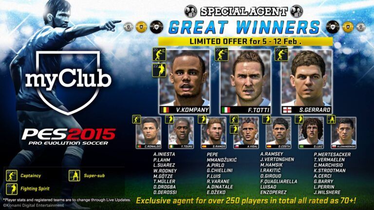 PES 2015, Live Update 11 e agente “Great Winners” PES 2015, Live Update 11 e agente “Great Winners”