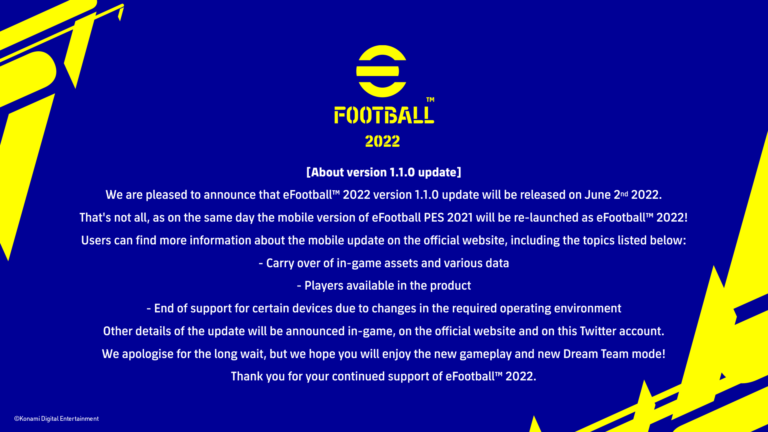 eFootball 2022 – Versione 1.1.0 dal 2 giugno | Stagione 2 dal 16 giugno