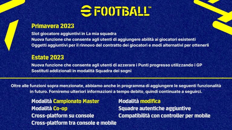 Nuove informazioni per Master League, Modalità Modifica e la roadmap di eFootball